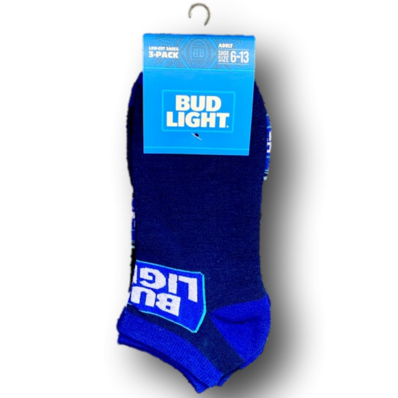 3-Pack Bud Light Beer Funny Novelty Low Cut Socks - NWT - Picture 2 of 3